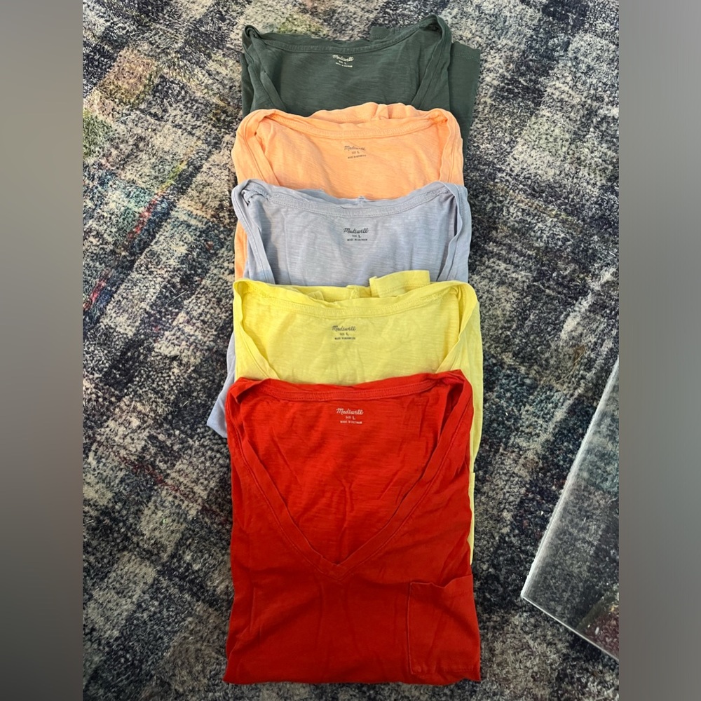 5 Madewell v neck t shirts size large